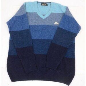 Vintage Monte Carlo Collection Lambs Wool Men's Size 40 Blue Stripe Sweater